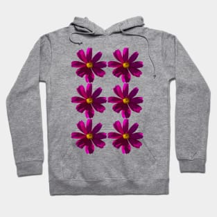 Six Dark Pink Cosmos Flower Pattern Hoodie